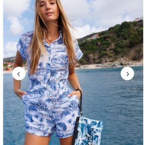 Voila St Barth clem jumpsuit in Arawak spring summer tropical print romper